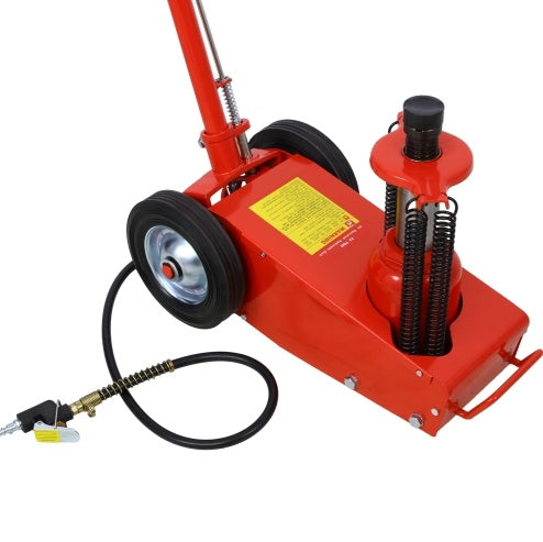 22 Ton Hydraulic Floor Jack Air-Operated Axle Bottle Jack With  4  Extension Saddle Set Built-in Wheels, Red