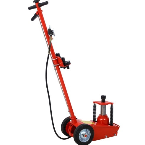 22 Ton Hydraulic Floor Jack Air-Operated Axle Bottle Jack With  4  Extension Saddle Set Built-in Wheels, Red